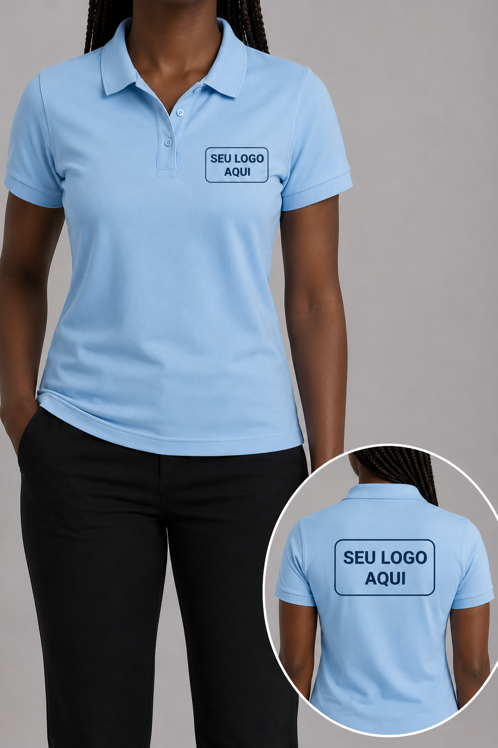 Camiseta polo feminina com logo